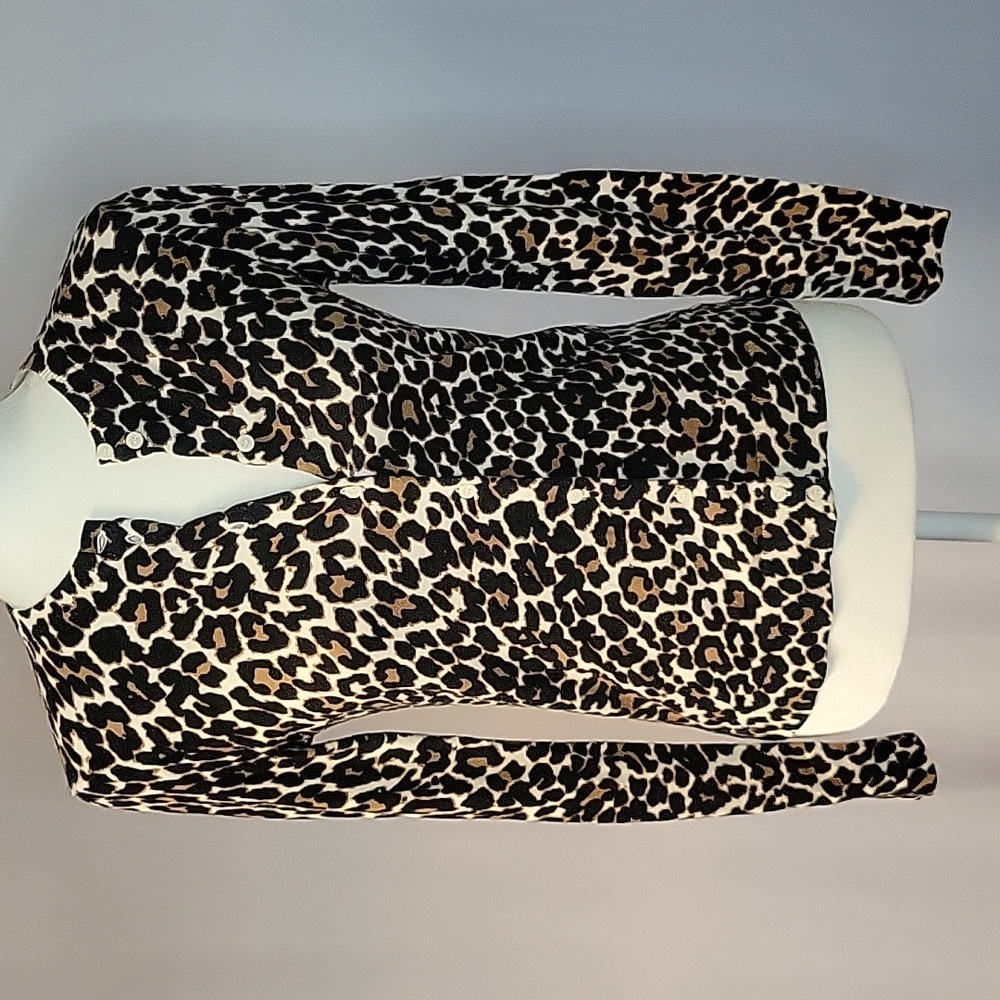 J. Crew Leopard Print Cardigan - Black and Tan